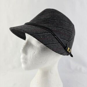 NWT San Diego Hat Co Women's Upcycled Wool Blend Grey Pinstripe Newsboy Hat OS